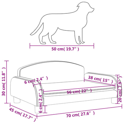 Hundebett Cappuccino-Braun 70x45x30 cm Kunstleder