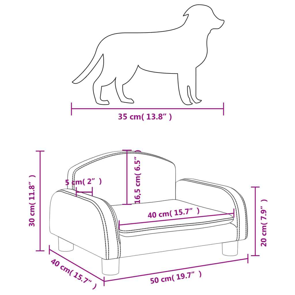 Hundebett Dunkelgrau 50x40x30 cm Stoff