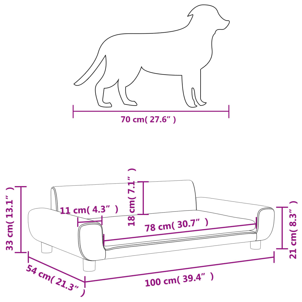 Hundebett Blau 100x54x33 cm Samt