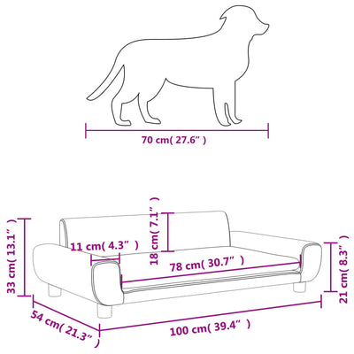 Hundebett Braun 100x54x33 cm Samt