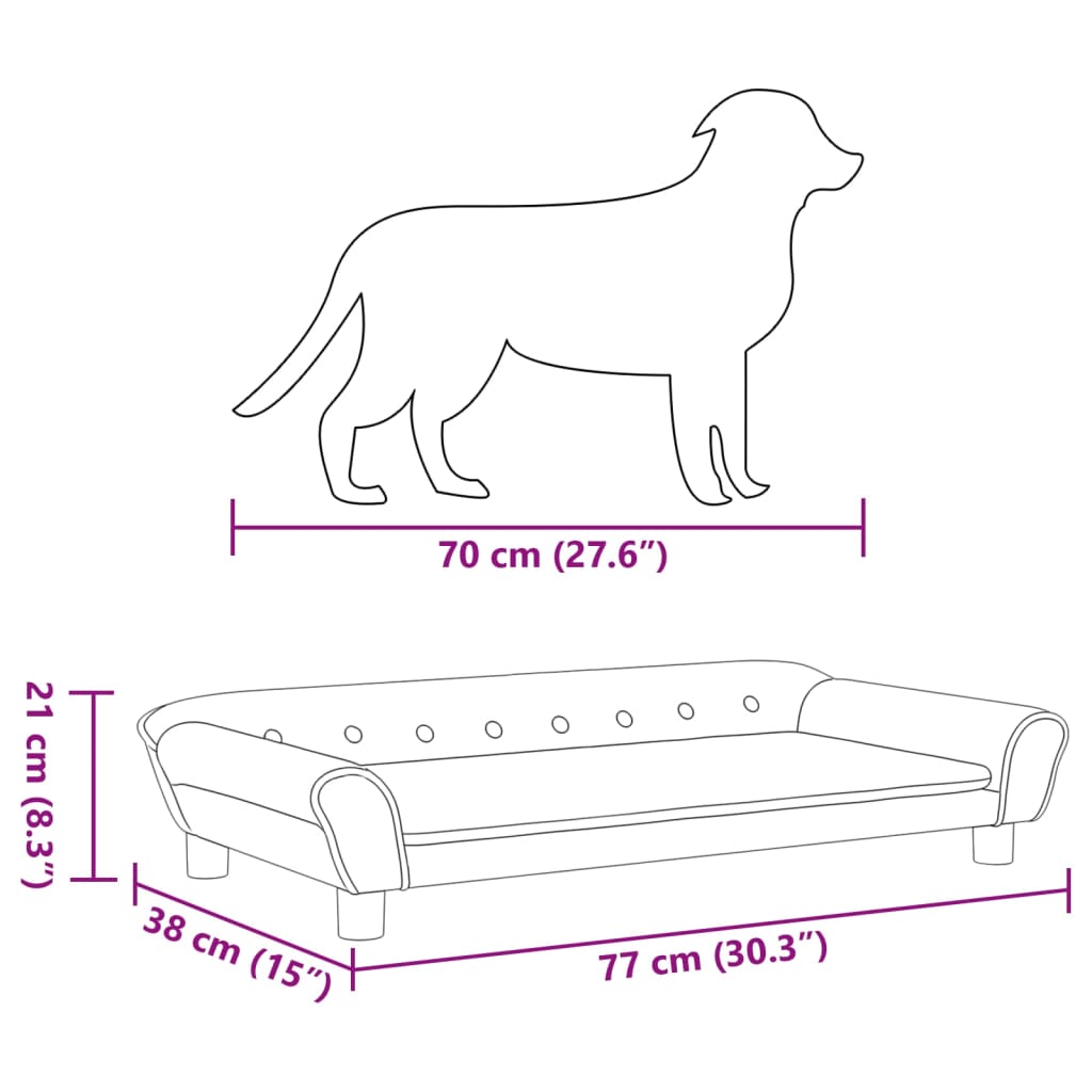 Hundebett Hellgrau 100x50x21 cm Samt