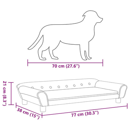 Hundebett Hellgrau 100x50x21 cm Samt