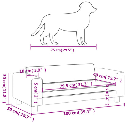 Hundebett mit Verlängerung Creme 100x50x30 cm Samt