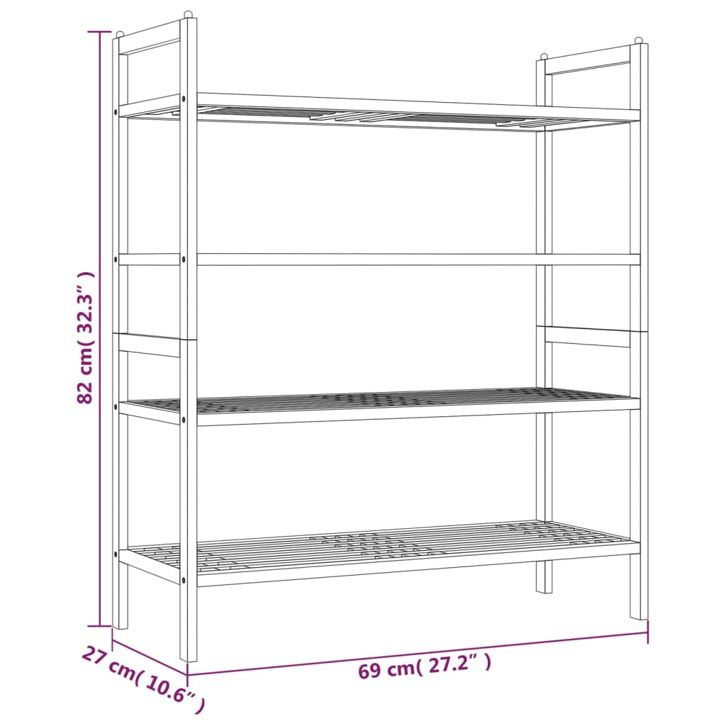 Schuhregale 2 Stk. 69x27x41 cm Massivholz Nussbaum