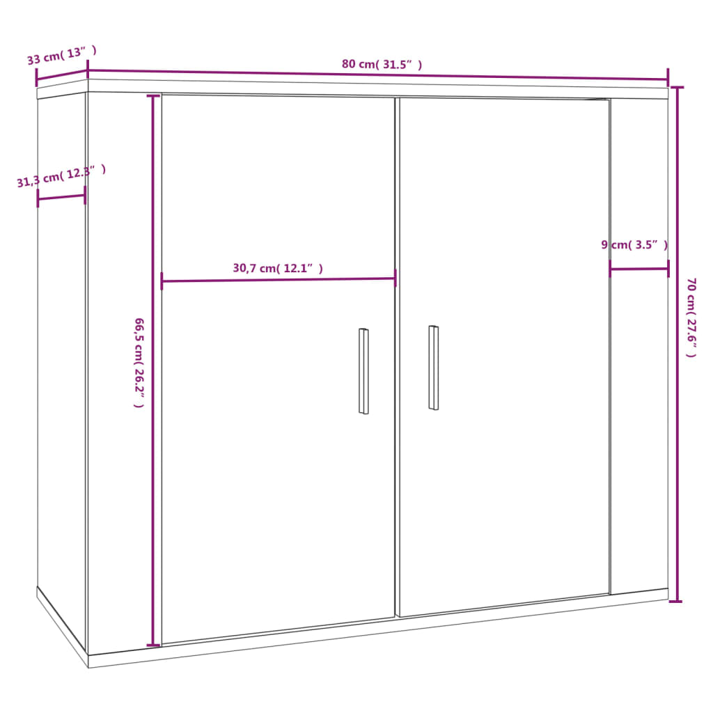 Sideboard Braun Eichen-Optik 80x33x70 cm Holzwerkstoff