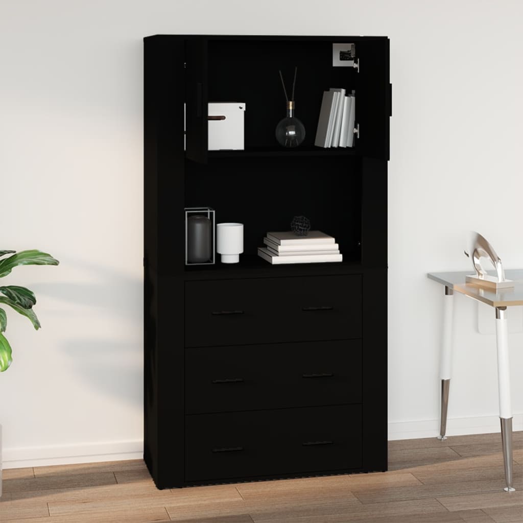 Wandschrank Schwarz 80x33x80 cm Holzwerkstoff