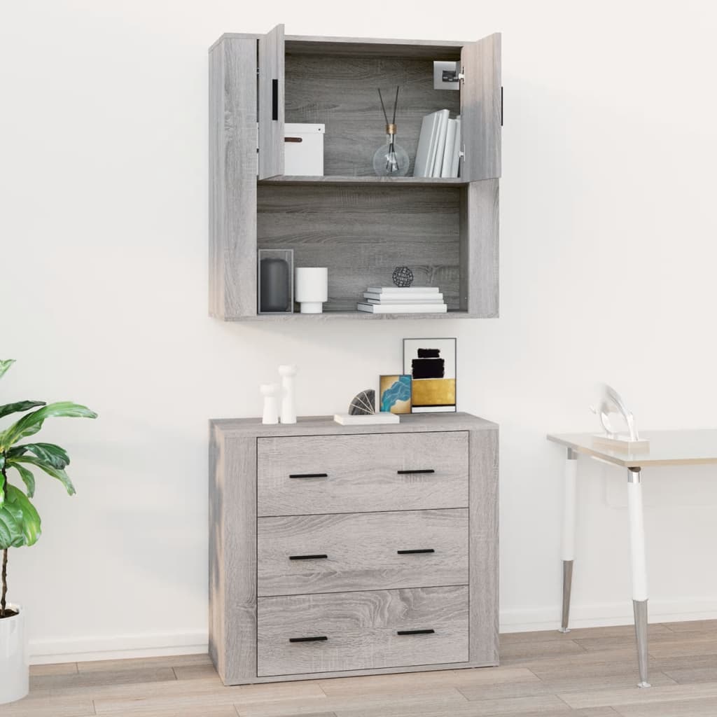 Wandschrank Grau Sonoma 80x33x80 cm Holzwerkstoff