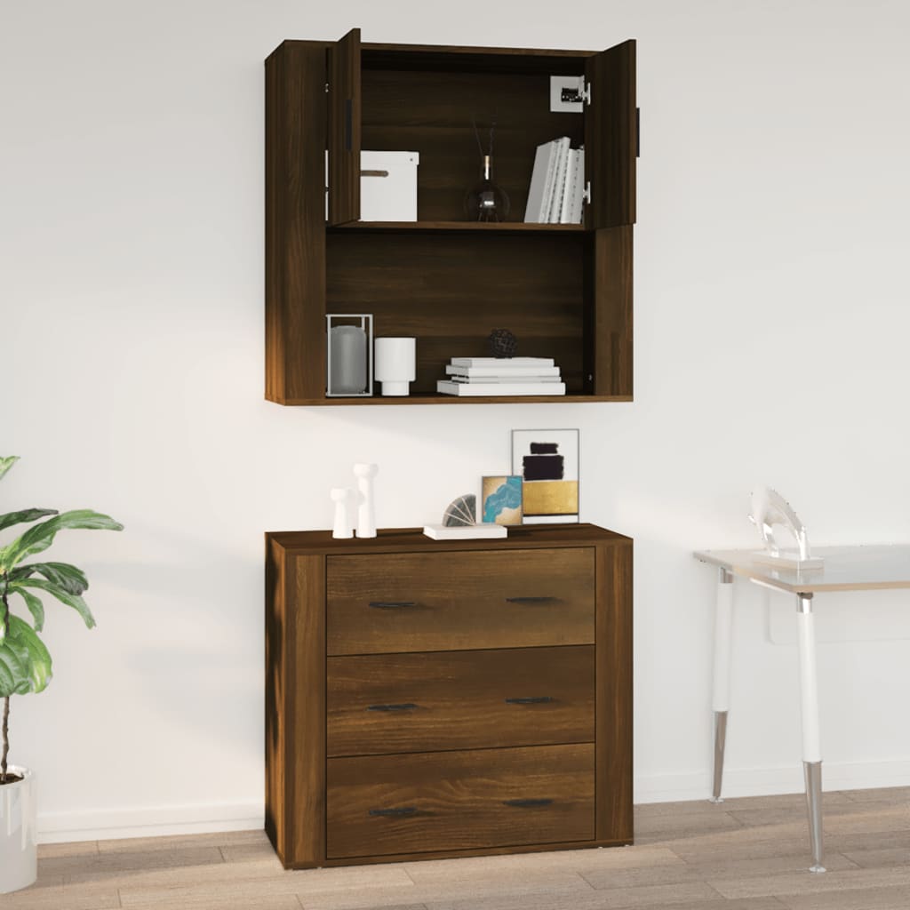 Wandschrank Braun Eichen-Optik 80x33x80 cm Holzwerkstoff