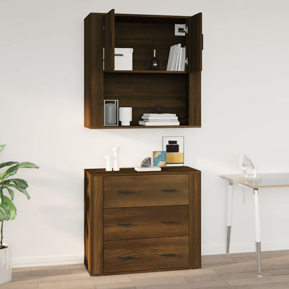 Wandschrank Braun Eichen-Optik 80x33x80 cm Holzwerkstoff