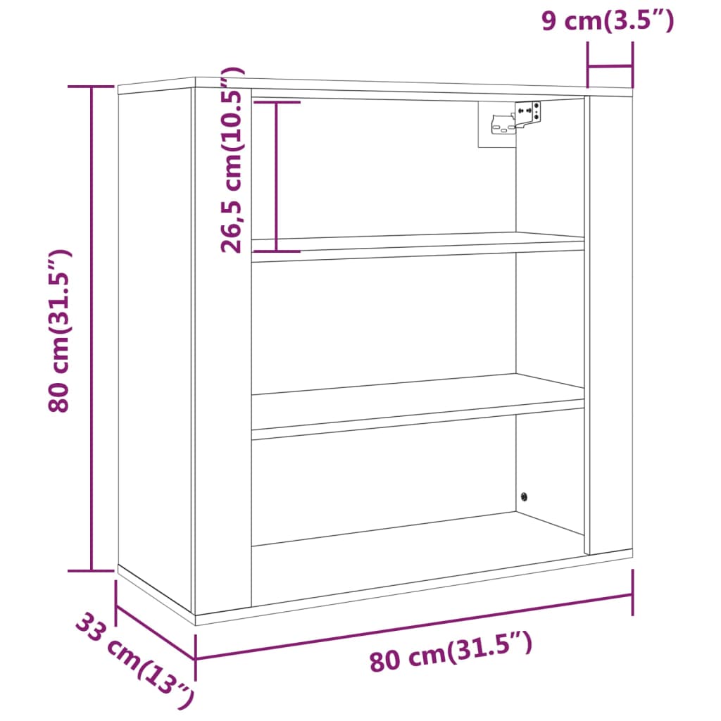 Wandschrank Weiß 80x33x80 cm Holzwerkstoff