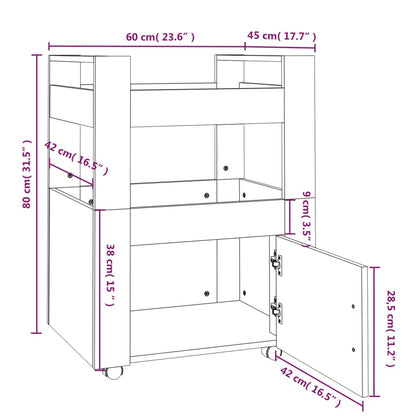 Küchenwagen Grau Sonoma 60x45x80 cm Holzwerkstoff