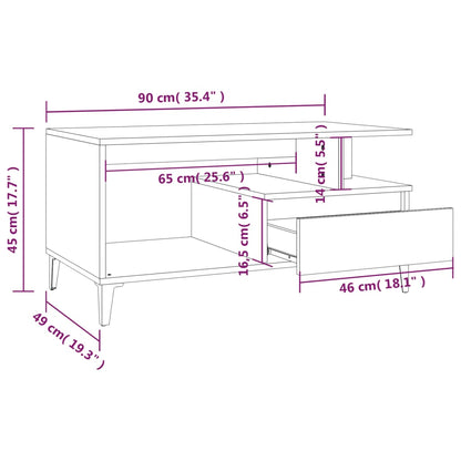 Couchtisch Räuchereiche 90x49x45 cm Holzwerkstoff