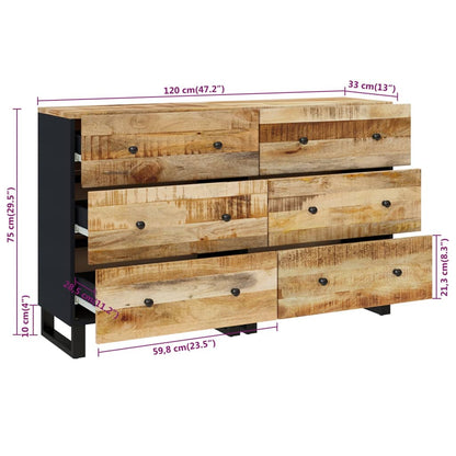 Sideboards 2 Stk. 60x33x75 cm Raues Mangoholz