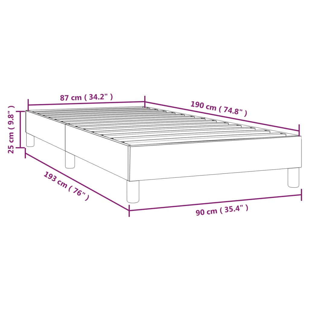 Bettgestell Schwarz 90x190 cm Stoff