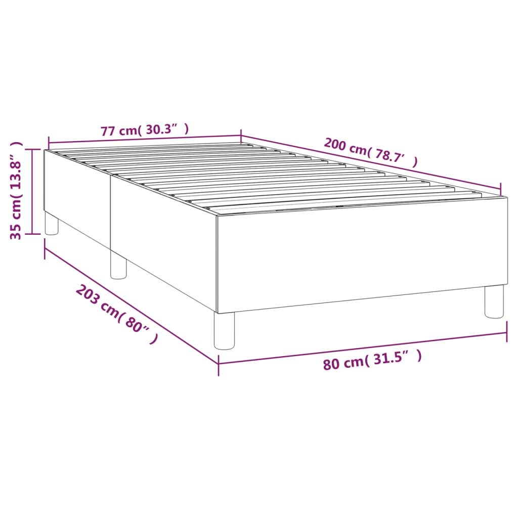 Bettgestell ohne Matratze Dunkelgrau 80x200 cm Stoff