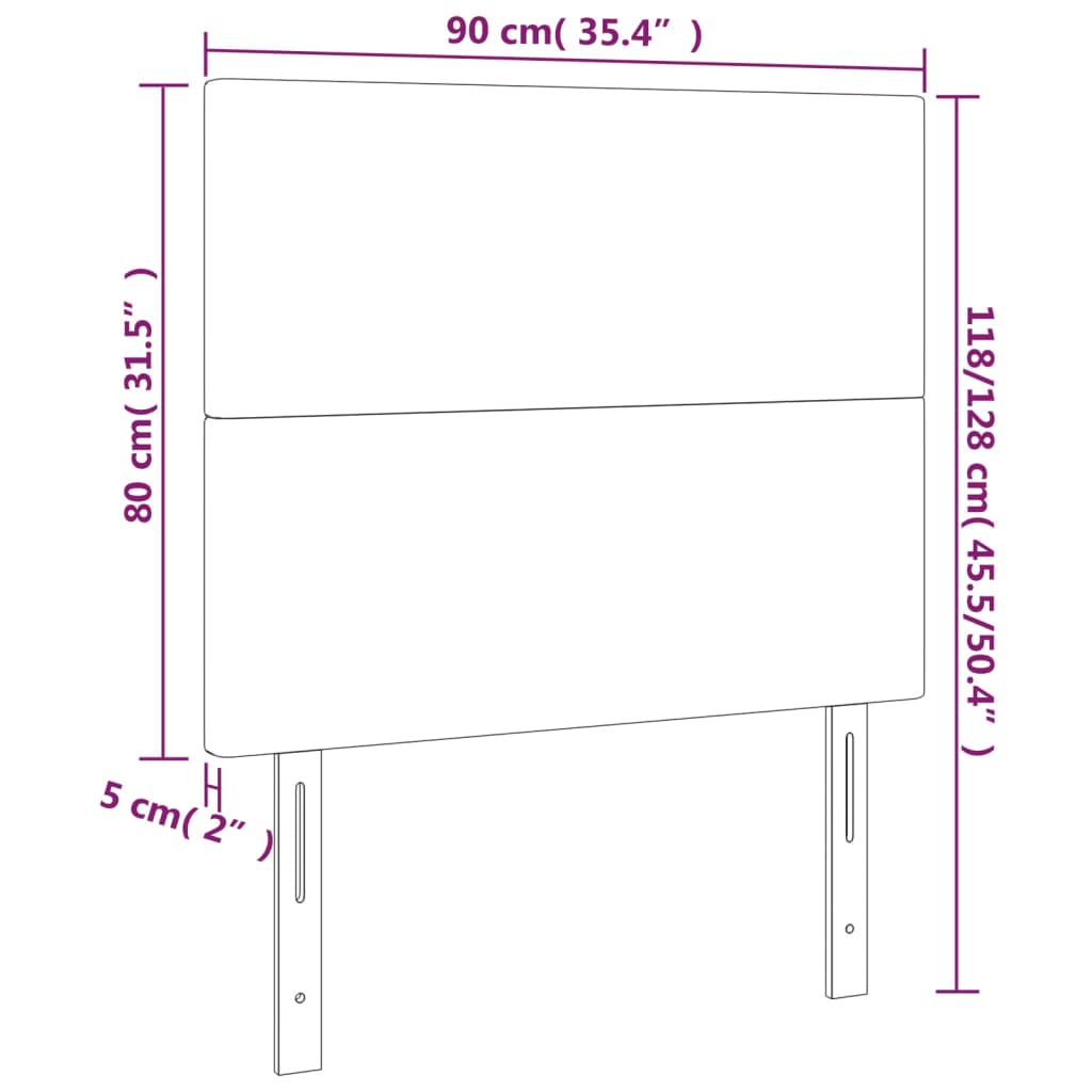 Kopfteile 2 Stk. Dunkelgrau 90x5x78/88 cm Stoff