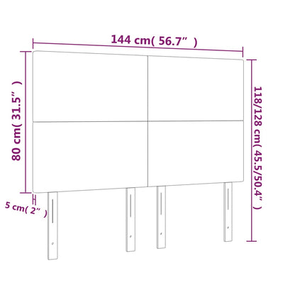 Kopfteile 4 Stk. Hellgrau 72x5x78/88 cm Stoff