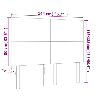 Kopfteile 4 Stk. Dunkelgrau 72x5x78/88 cm Stoff