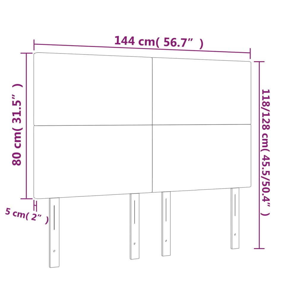 Kopfteile 4 Stk. Taupe 72x5x78/88 cm Stoff