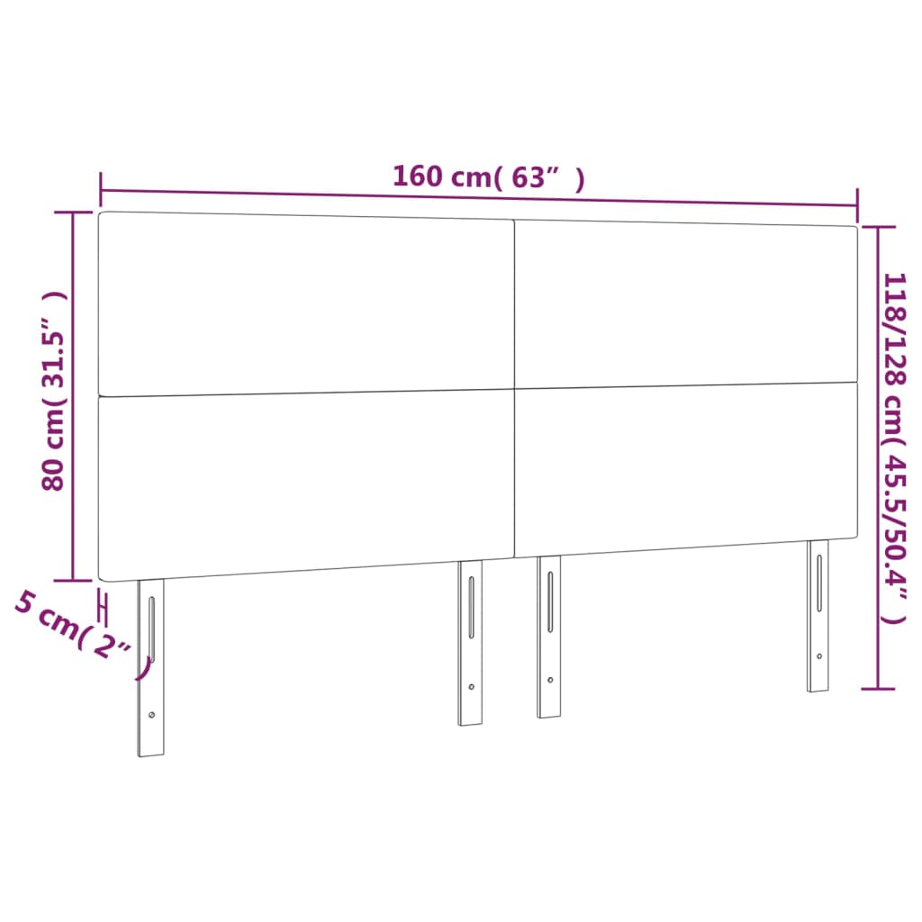 Kopfteile 4 Stk. Hellgrau 80x5x78/88 cm Stoff