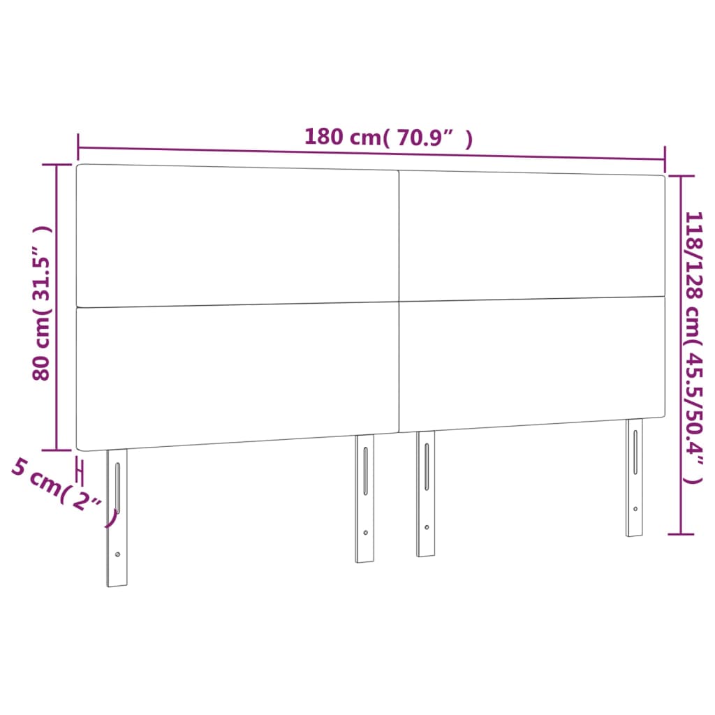 Kopfteile 4 Stk. Hellgrau 90x5x78/88 cm Stoff