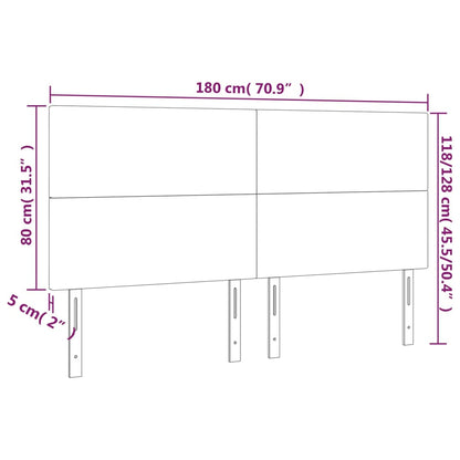 Kopfteile 4 Stk. Hellgrau 90x5x78/88 cm Stoff