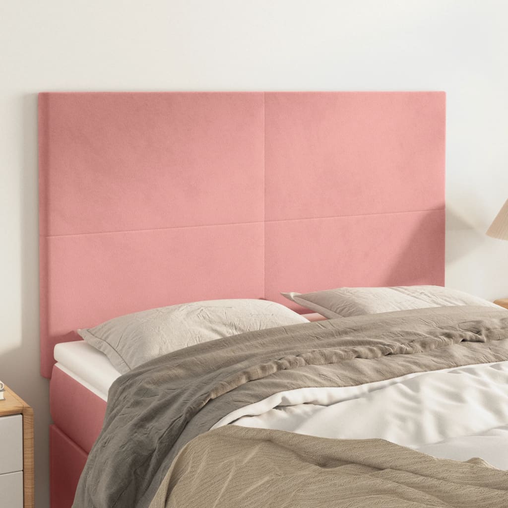 Kopfteile 4 Stk. Rosa 72x5x78/88 cm Samt