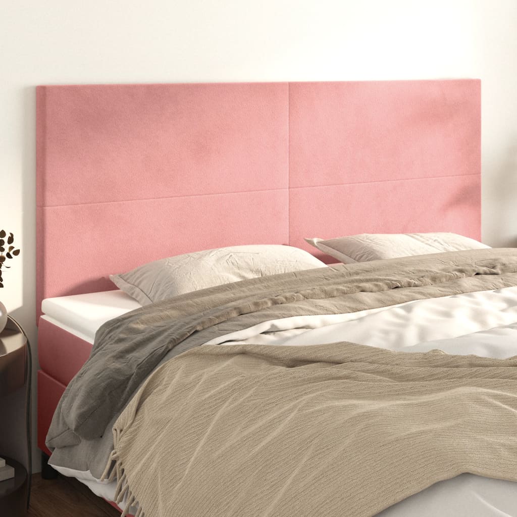 Kopfteile 4 Stk. Rosa 80x5x78/88 cm Samt