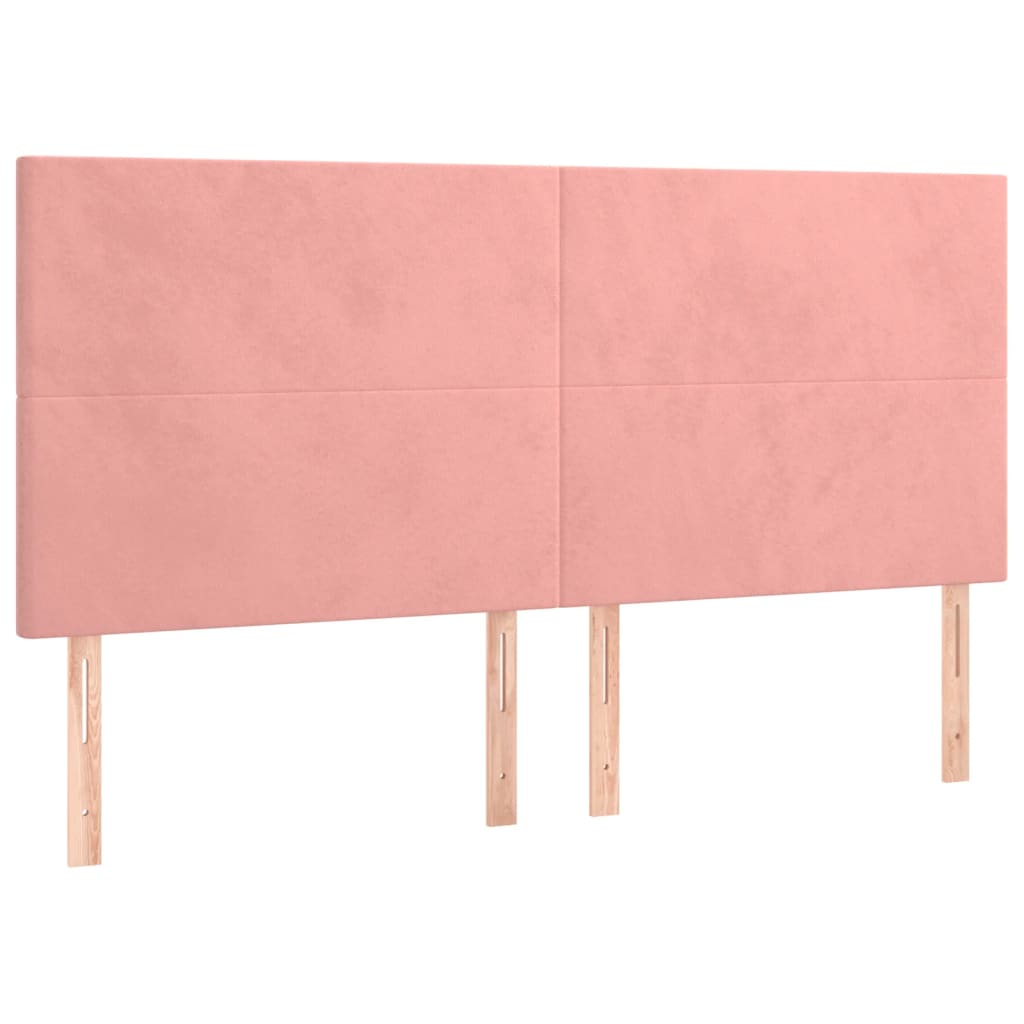 Kopfteile 4 Stk. Rosa 90x5x78/88 cm Samt