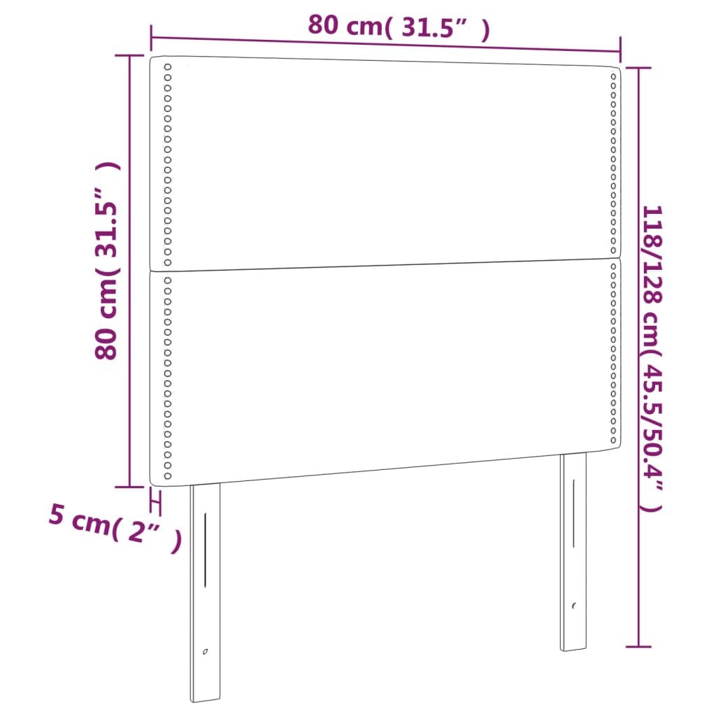 Kopfteile 2 Stk. Dunkelblau 80x5x78/88 cm Samt