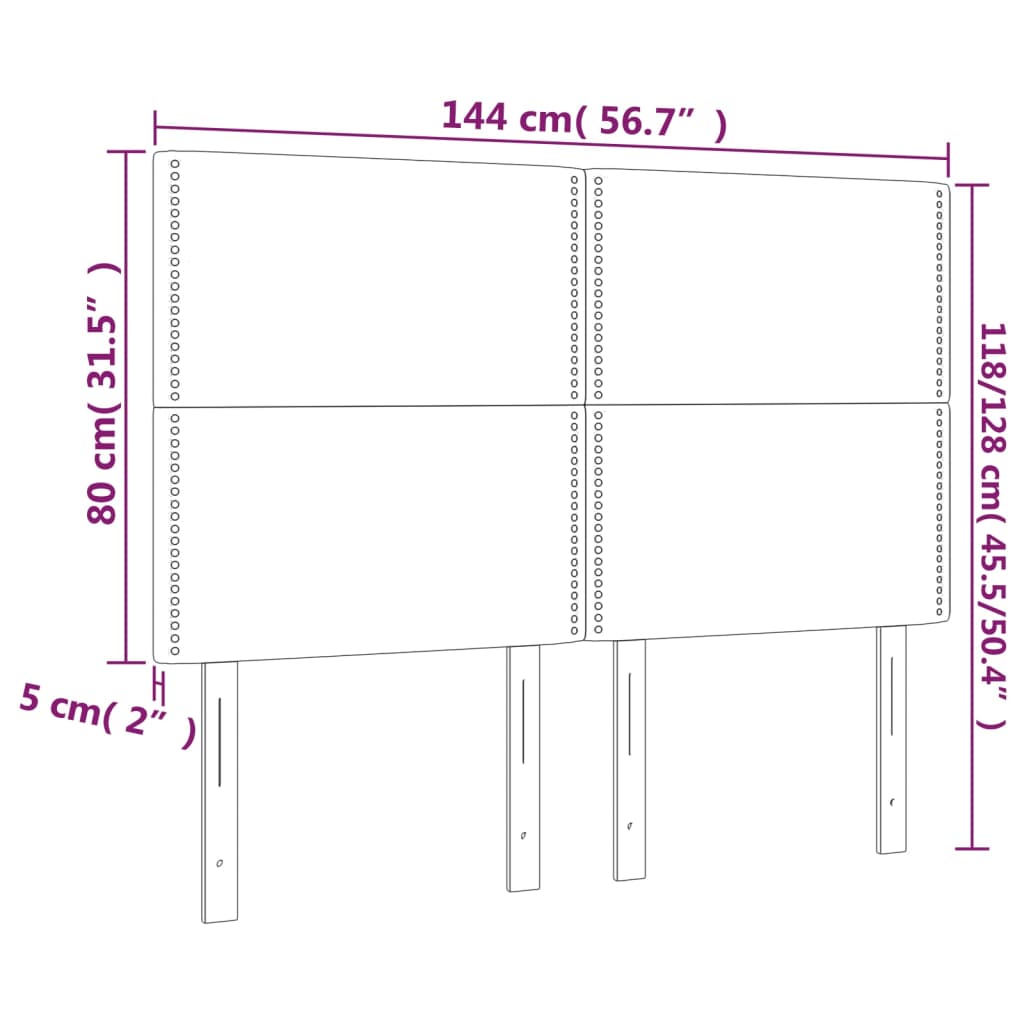 Kopfteile 4 Stk. Schwarz 72x5x78/88 cm Samt