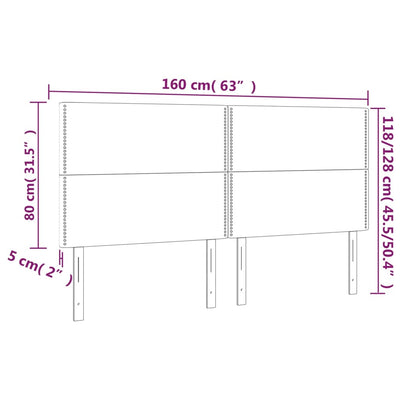 Kopfteile 4 Stk. Dunkelblau 80x5x78/88 cm Samt