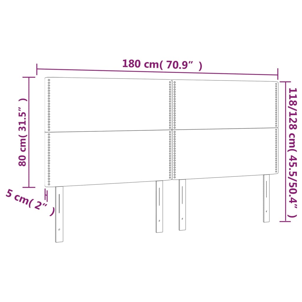 Kopfteile 4 Stk. Hellgrau 90x5x78/88 cm Samt