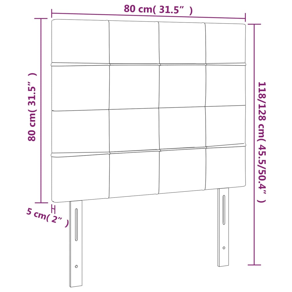 Kopfteile 2 Stk. Creme 80x5x78/88 cm Stoff