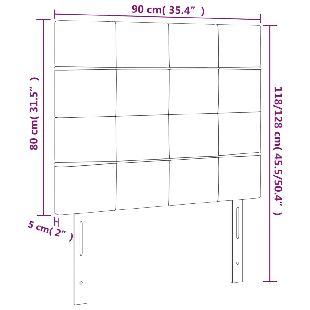 Kopfteile 2 Stk. Dunkelbraun 90x5x78/88 cm Stoff