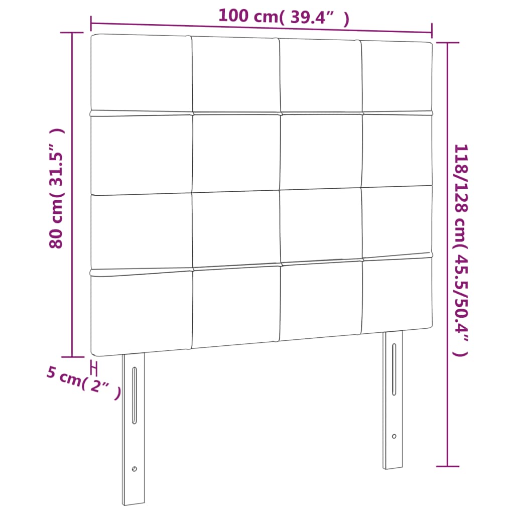 Kopfteile 2 Stk. Creme 100x5x78/88 cm Stoff