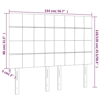 Kopfteile 4 Stk. Hellgrau 72x5x78/88 cm Stoff