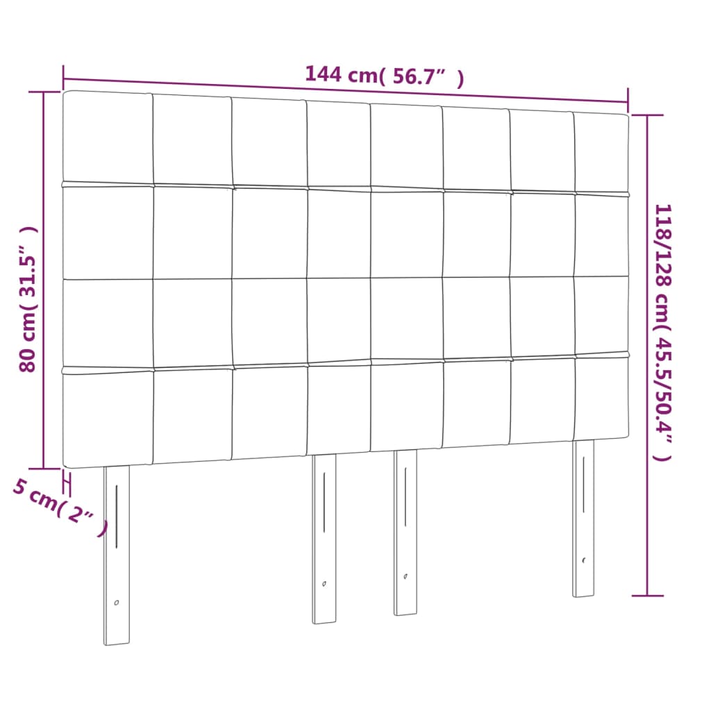 Kopfteile 4 Stk. Dunkelgrau 72x5x78/88 cm Stoff