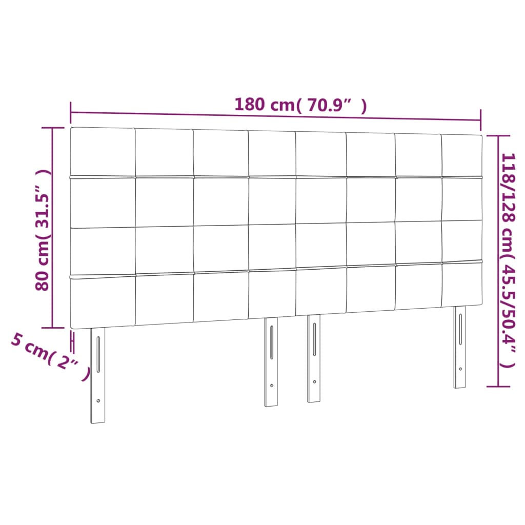 Kopfteile 4 Stk. Hellgrau 90x5x78/88 cm Stoff