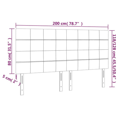 Kopfteile 4 Stk. Hellgrau 100x5x78/88 cm Stoff