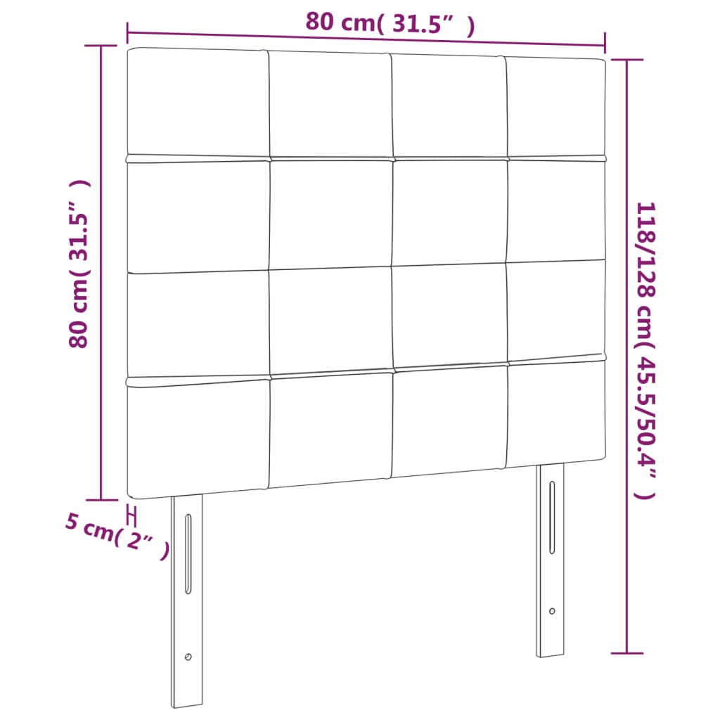 Kopfteile 2 Stk. Schwarz 80x5x78/88 cm Samt