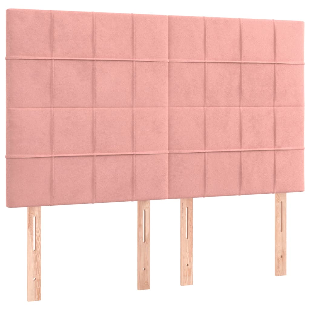 Kopfteile 4 Stk. Rosa 72x5x78/88 cm Samt