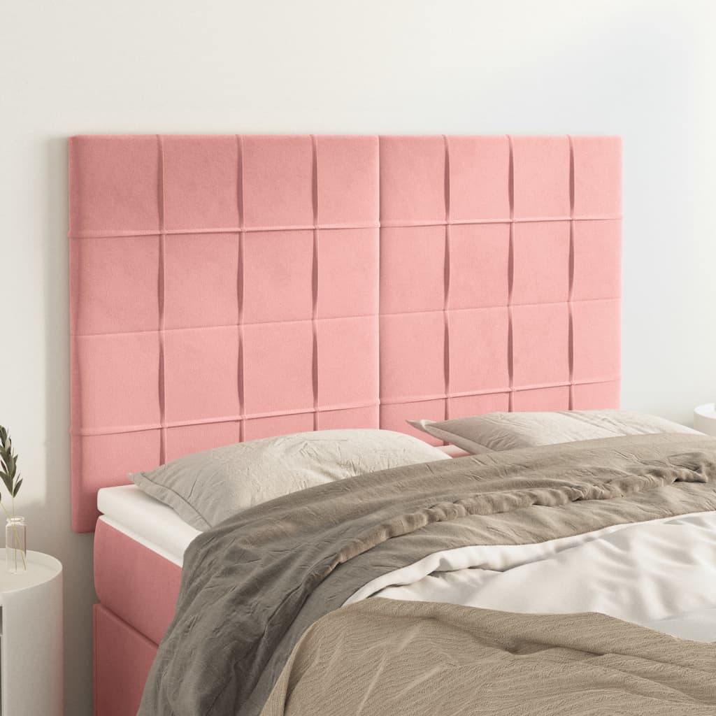 Kopfteile 4 Stk. Rosa 72x5x78/88 cm Samt