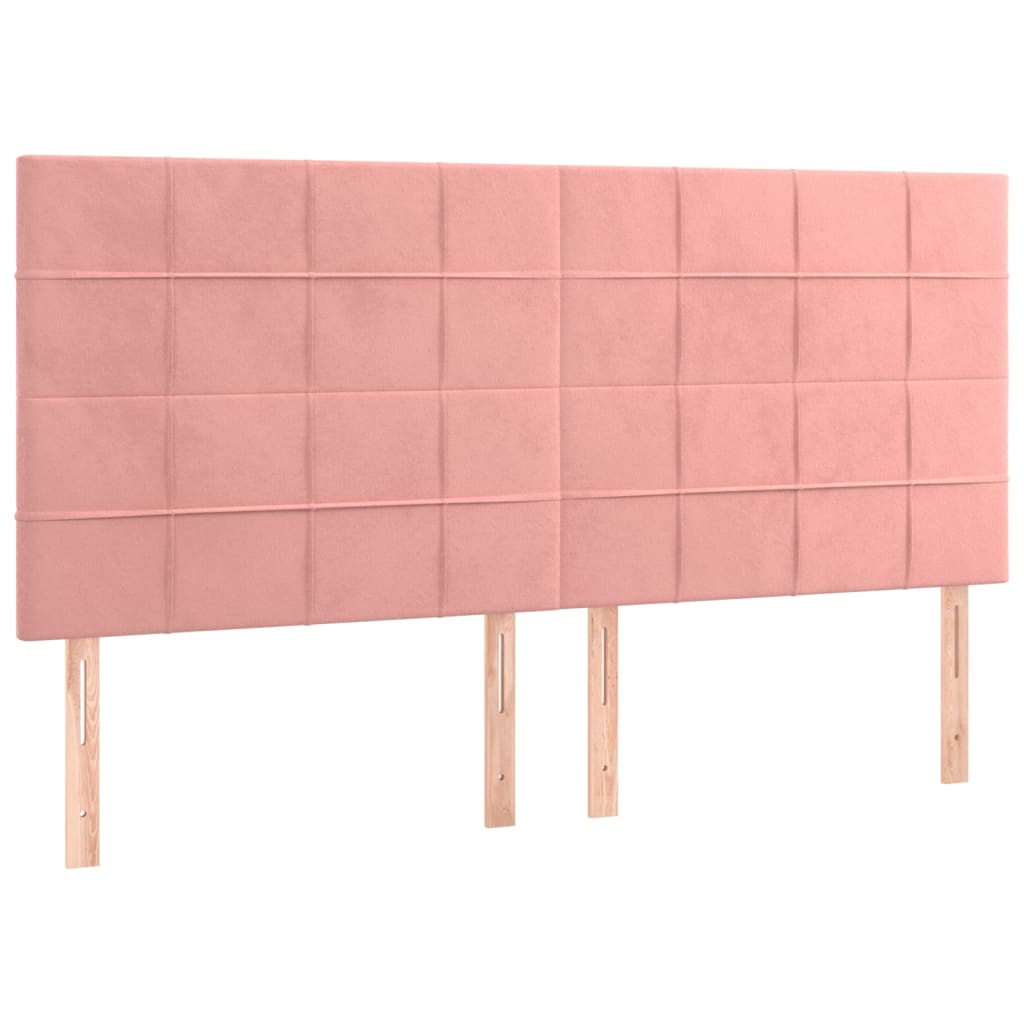 Kopfteile 4 Stk. Rosa 100x5x78/88 cm Samt