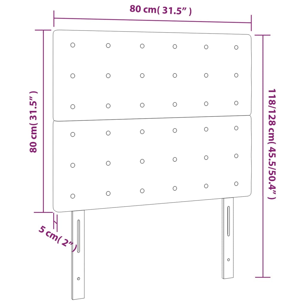 Kopfteile 2 Stk. Schwarz 80x5x78/88 cm Kunstleder