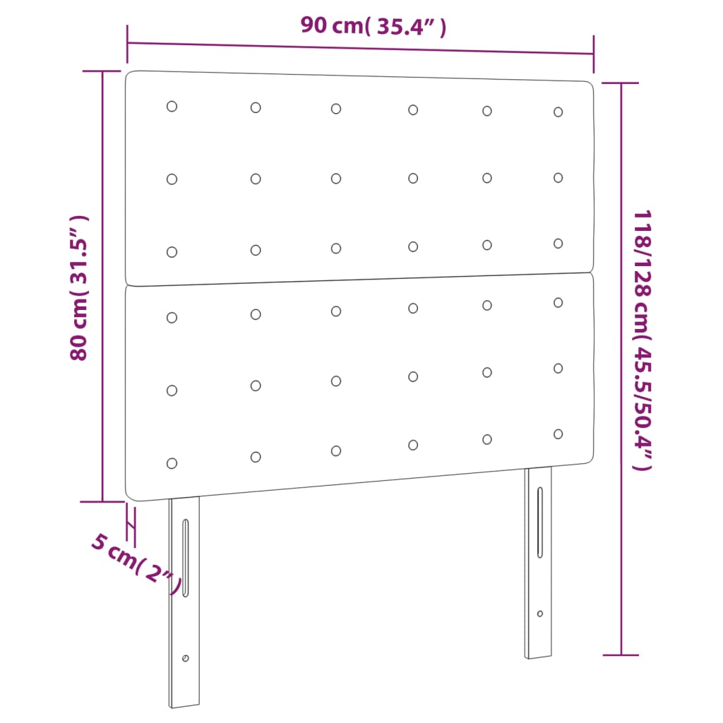 Kopfteile 2 Stk. Schwarz 90x5x78/88 cm Kunstleder