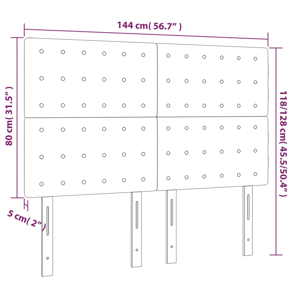 Kopfteile 4 Stk. Grau 72x5x78/88 cm Kunstleder