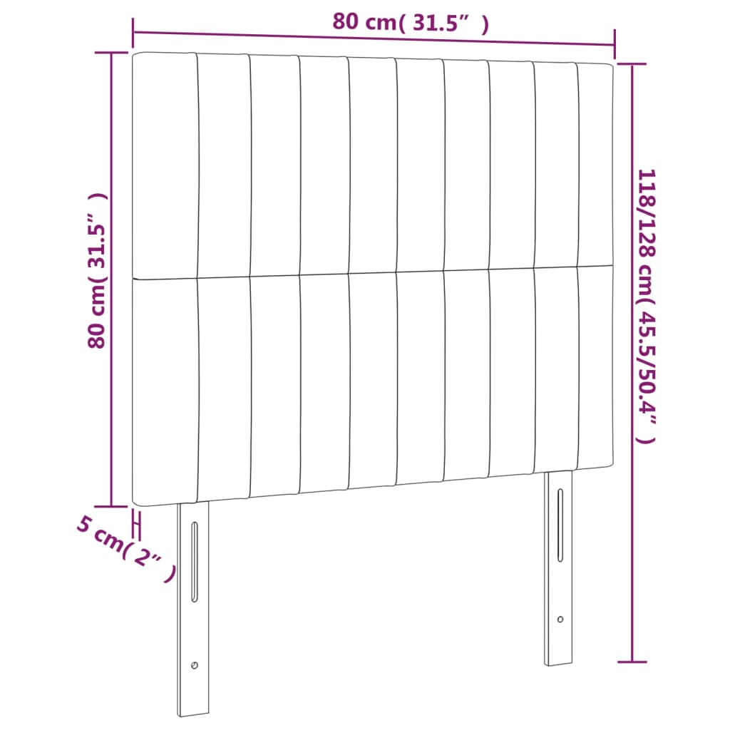 Kopfteile 2 Stk. Hellgrau 80x5x78/88 cm Stoff