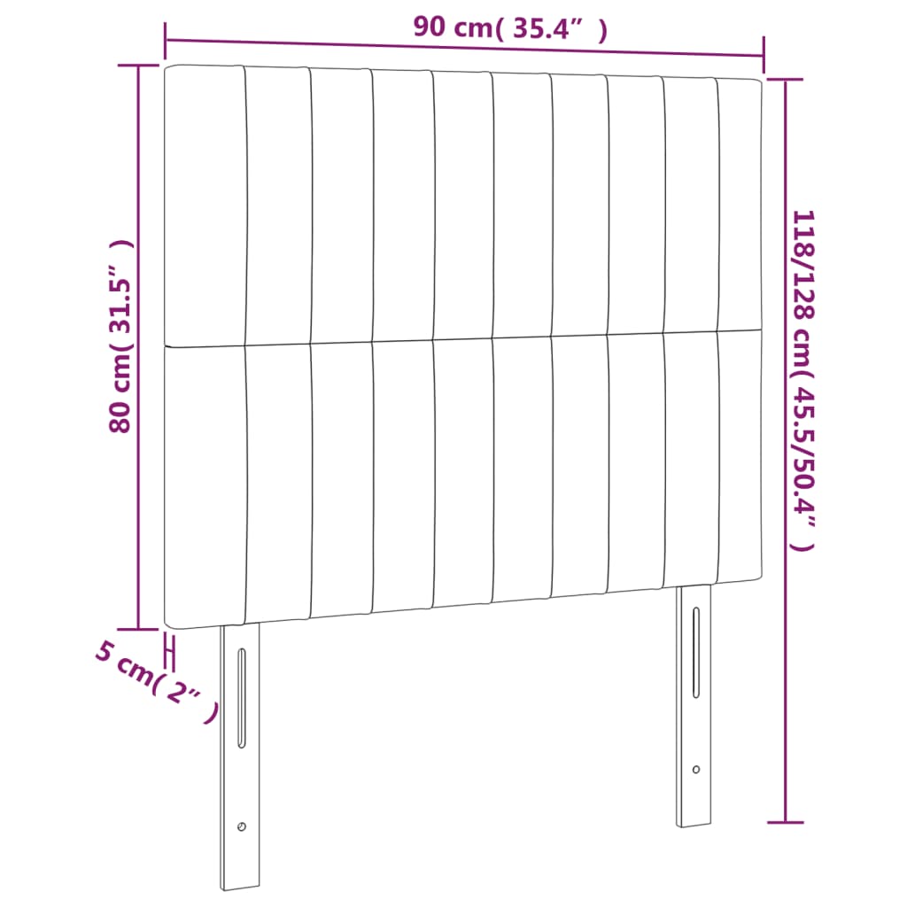 Kopfteile 2 Stk. Hellgrau 90x5x78/88 cm Stoff