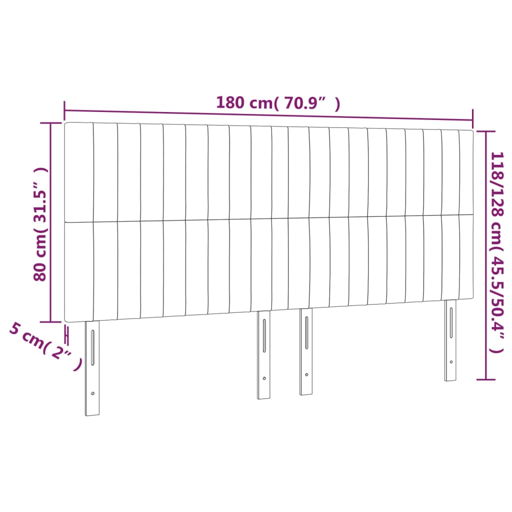 Kopfteile 4 Stk. Dunkelbraun 90x5x78/88 cm Stoff